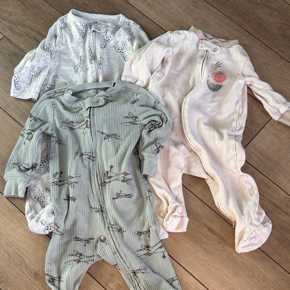 Carter's Kids Footies - Gray, Cream, and Pink